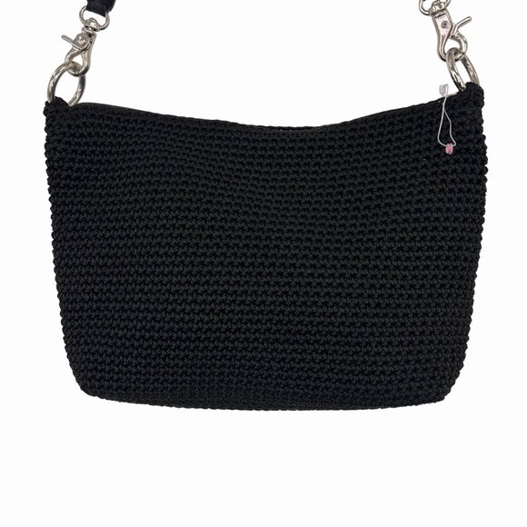 NWOT LINA BLACK CROCHET SHOULDER BAG PURSE W/ DETACHABLE STRAP - Picture 2 of 5